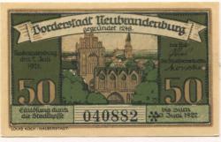 Neubrandenburg - Stadt - 2.7.1921 - 30.6.1922 - 50 Pfennig