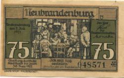 Neubrandenburg - Stadt - 2.7.1921 - 30.6.1922 - 75 Pfennig