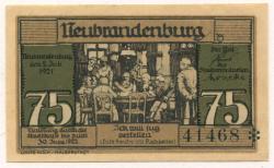 Neubrandenburg - Stadt - 2.7.1921 - 30.6.1922 - 75 Pfennig