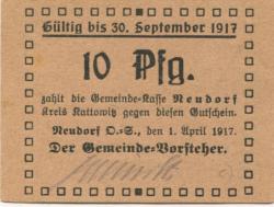 Neudorf (heute: PL-Nowa Wies) - Gemeinde - 1.4.1917 - 30.9.1917 - 10 Pfennig