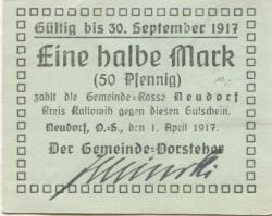 Neudorf (heute: PL-Nowa Wies) - Gemeinde - 1.4.1917 - 30.9.1917 - 1/2 Mark