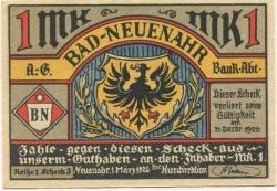 Neuenahr (Bad) - Kurdirektion - 1.3.1922 - 1 Mark