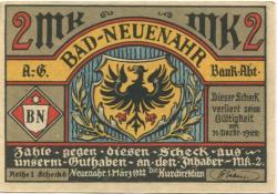 Neuenahr (Bad) - Kurdirektion - 1.3.1922 - 2 Mark
