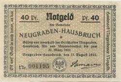Neugraben-Hausbruch (heute: Hamburg) - Gemeinde - 15.8.1921 - 31.3.1922 - 40 Pfennig