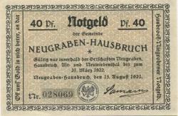 Neugraben-Hausbruch (heute: Hamburg) - Gemeinde - 15.8.1921 - 31.3.1922 - 60 Pfennig