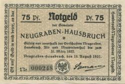 Neugraben-Hausbruch (heute: Hamburg) - Gemeinde - 15.8.1921 - 31.3.1922 - 75 Pfennig