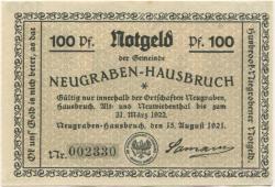 Neugraben-Hausbruch (heute: Hamburg) - Gemeinde - 15.8.1921 - 31.3.1922 - 100 Pfennig
