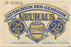 Neuhaus - Gemeinde - -- - 25 Pfennig