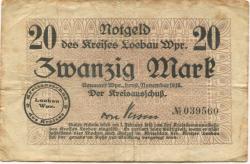 Neumark (heute: PL-Nowe Miasto Lubawskie) - Kreis Loebau -9.11.1918 - 1.2.1919 - 20 Mark