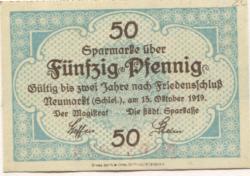 Neumarkt (heute: PL-Sroda Slaska) - Stadt und Sparkasse - 15.10.1919 - 50 Pfennig