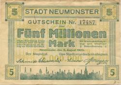 Neumünster - Stadt - 9.8.1923 - 5 Millionen Mark