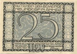 Neundorf (heute: Staßfurt) - Gemeinde - 1.9.1921 - 25 Pfennig