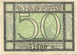Neundorf (heute: Staßfurt) - Gemeinde - 1.9.1921 - 50 Pfennig