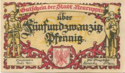 Neuruppin - Stadt - Juli 1921 - 25 Pfennig