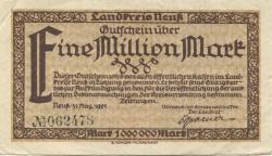 Neuß - Kreis - 31.8.1923 - 1 Million Mark