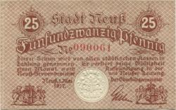 Neuß - Stadt - 1.5.1917 - 25 Pfennig