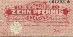 Neuß - Stadt - 1.3.1918 - 10 Pfennig