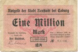 Neustadt (Plz 96465) - Stadt - 21.8.1923 - ab 1.10.1923 - 1 Million Mark