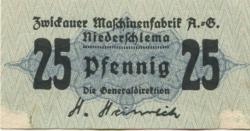 (Nieder)Schlema - Zwickauer Maschinenfabrik AG - -- - 25 Pfennig 