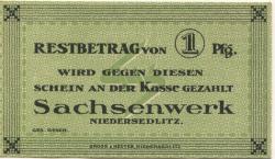 Niedersedlitz (heute: Dresden) - Licht und Kraft AG - -- - 1 Pfennig 