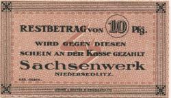 Niedersedlitz (heute: Dresden) - Licht und Kraft AG - -- - 10 Pfennig