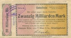 Nienburg - Chemische Werke, vormals P. Römer & Co AG - 26.10.1923 - 20 Milliarden Mark