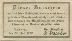 Norden - Stadt - 20.7.1920 - 25 Pfennig