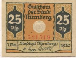 Nürnberg - Stadt - 1.5.1920 - 1.5.1921 - 25 Pfennig