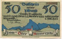 Oberammergau - Gemeinde - 1.7.1921 - 1.10.1922 - 50 Pfennig 