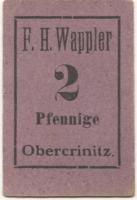 Obercrinitz (heute: Crinitzberg) - Wappler, F. Hermann, Gemischtwaren, Spitzenfabrikate - -- - 2 Pfennig 