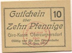 Obercunnersdorf (heute: Kottmar) - Girokasse - -- - 10 Pfennig