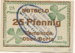 Oberdorla (heute: Vogtei) - Oberdorlaer Spar- und Darlehnskasssen-Verein eGmuH - -- - 25 Pfennig 