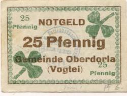 Oberdorla (heute: Vogtei) - Oberdorlaer Spar- und Darlehnskasssen-Verein eGmuH - -- - 25 Pfennig 