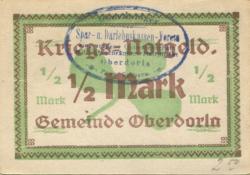 Oberdorla (heute: Vogtei) - Oberdorlaer Spar- und Darlehnskasssen-Verein eGmuH - -- - 1/2 Mark