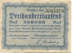 Oberhausen - Gutehoffnungshütte, Aktienverein für Bergbau und Hüttenbetrieb - 1.8.1923 - 31.12.1923 - 300000 Mark 