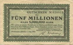 Oberhausen - Gutehoffnungshütte, Aktienverein für Bergbau und Hüttenbetrieb - 1.8.1923 - 31.12.1923 - 5 Millionen Mark 