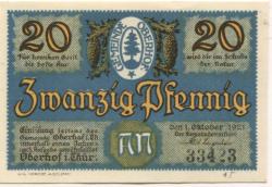 Oberhof - Gemeinde - 1.10.1921 - 20 Pfennig