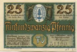 Oberhof - Gemeinde - 1.10.1921 - 25 Pfennig