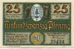 Oberhof - Gemeinde - 1.10.1921 - 25 Pfennig