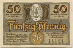 Oberhof - Gemeinde - 1.10.1921 - 50 Pfennig