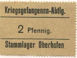 Oberhofen (heute: F-Oberhoffen) - Kriegsgefangenen-Abteilung Stammlager - -- - 2 Pfennig