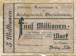 (Ober)Lahnstein - Stadt - August 1923 - 5 Millionen Mark