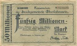 (Ober)Lahnstein - Stadt - September 1923 - 50 Millionen Mark