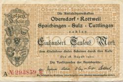 Oberndorf, Rottweil, Spaichingen, Sulz, Tuttlingen - Amtskörperschaften - 28.8.1923 - 100000 Mark