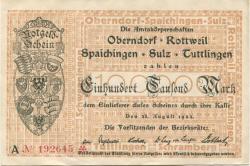 Oberndorf, Rottweil, Spaichingen, Sulz, Tuttlingen - Amtskörperschaften - 28.8.1923 - 100000 Mark