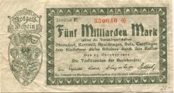 Oberndorf, Rottweil, Spaichingen, Sulz, Tuttlingen - Amtskörperschaften - 25.10.1923 - 5 Milliarden Mark