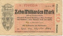 Oberndorf, Rottweil, Spaichingen, Sulz, Tuttlingen - Amtskörperschaften - 25.10.1923 - 10 Milliarden Mark