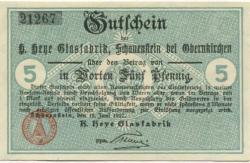 Obernkirchen-Schauenstein - Heye, H., Glasfabrik - 16.6.1917 - 5 Pfennig