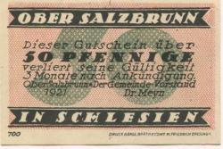 Ober Salzbrunn (heute: PL-Szczawno Zdrój) - Gemeinde - 1921 - 50 Pfennig