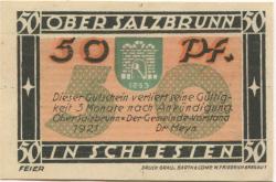 Ober Salzbrunn (heute: PL-Szczawno Zdrój) - Gemeinde - 1921 - 50 Pfennig